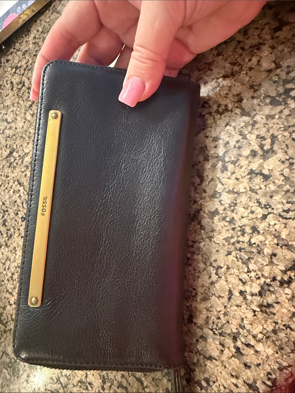 Fossil Leather Zip Around Clutch Wallet New without Tags